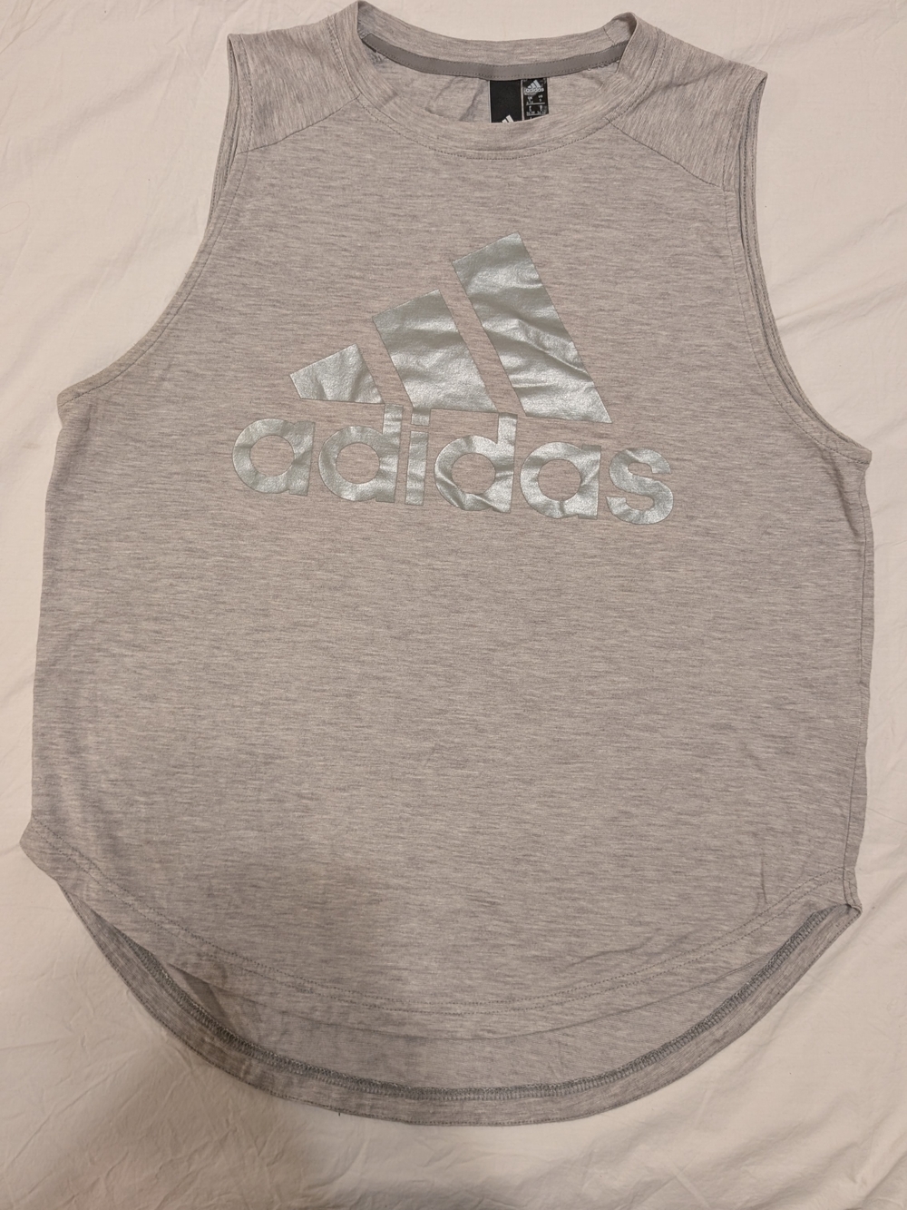 adidas Light Gray Athletic Tank with Silver Logo